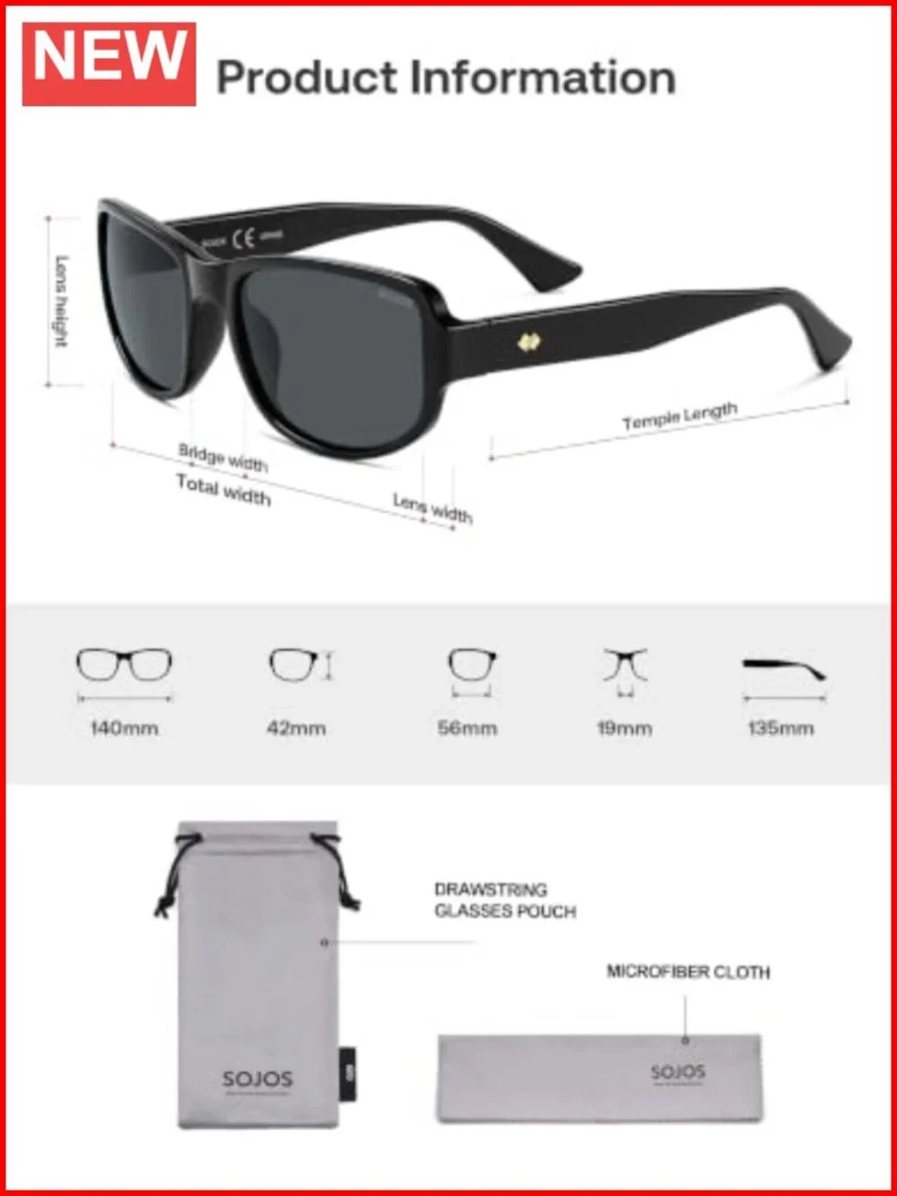 Retro Oversized Polarized Wrap Sunglasses UV400 Protection